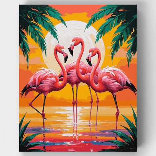 Tropical Flamingo Sunset - Paint by Numbers Kit
