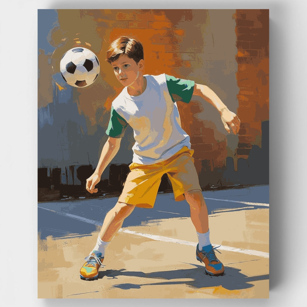 Niño futbolista - Kit de pintura por números — Estándar