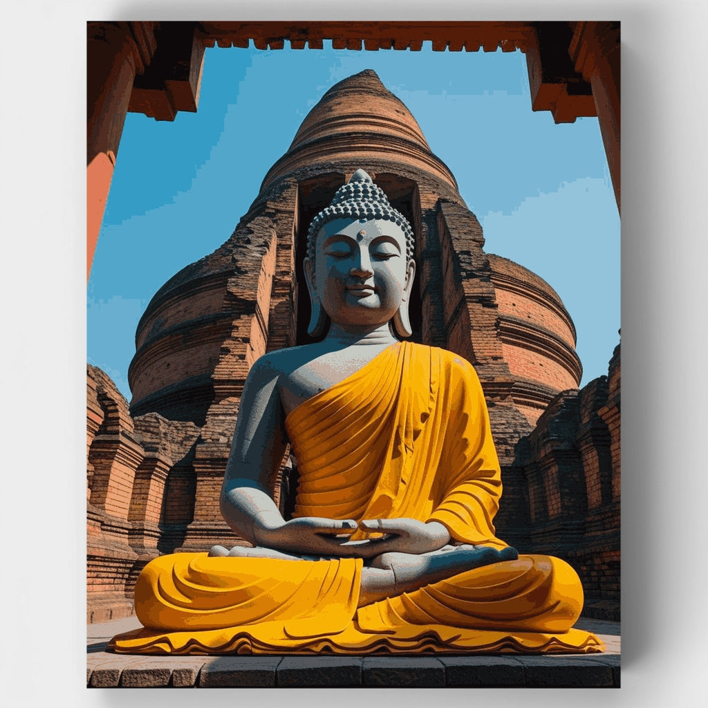 Estatua de Buda en templo antiguo - Kit de pintura por números — Estándar