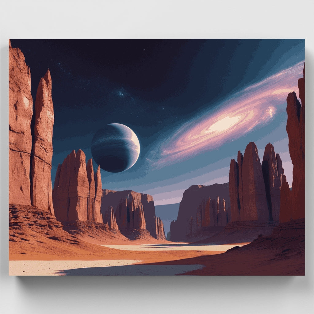 Paisaje de planeta alienígena con galaxia - Kit de pintura por números — Estándar