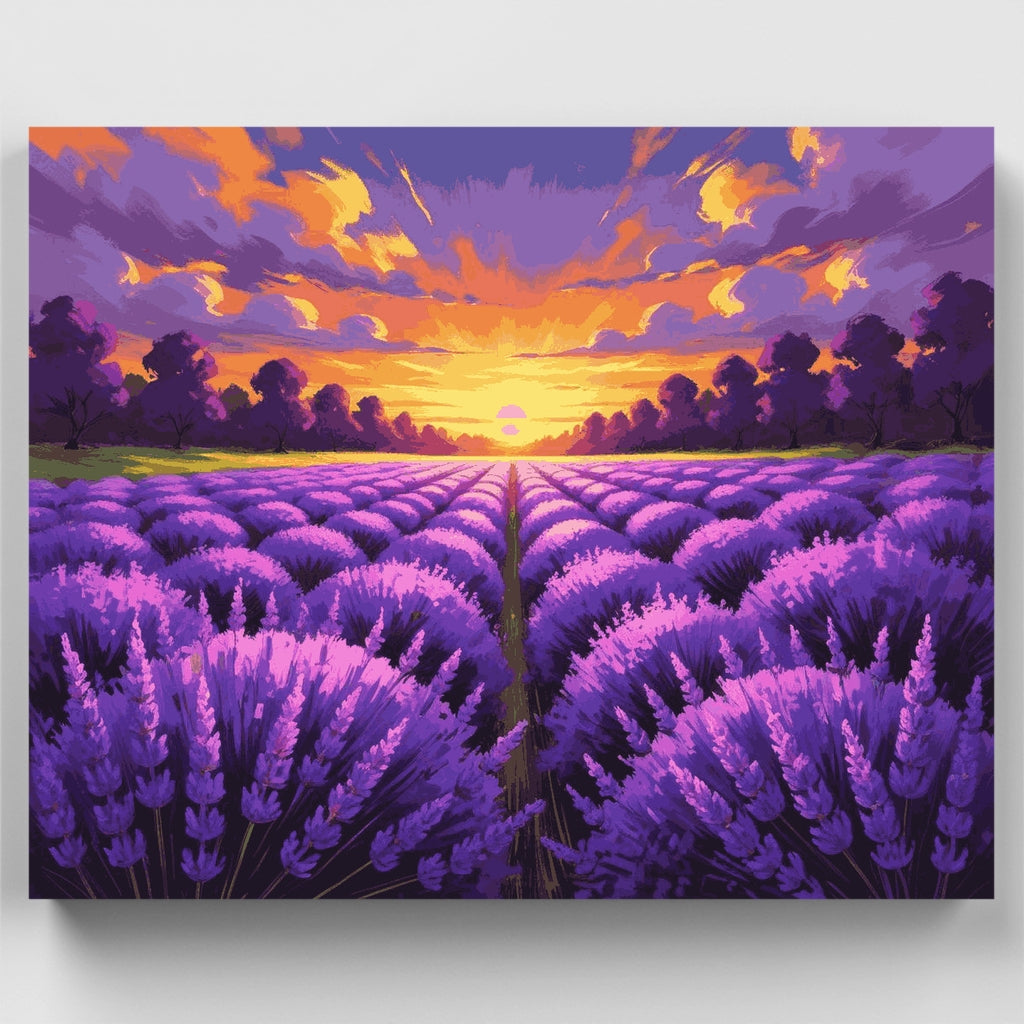 Lavender Purple Field Sunset - Paint by Numbers Kit