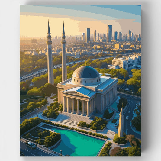 Modern Mosque with City Skyline - Paint by Numbers Kit