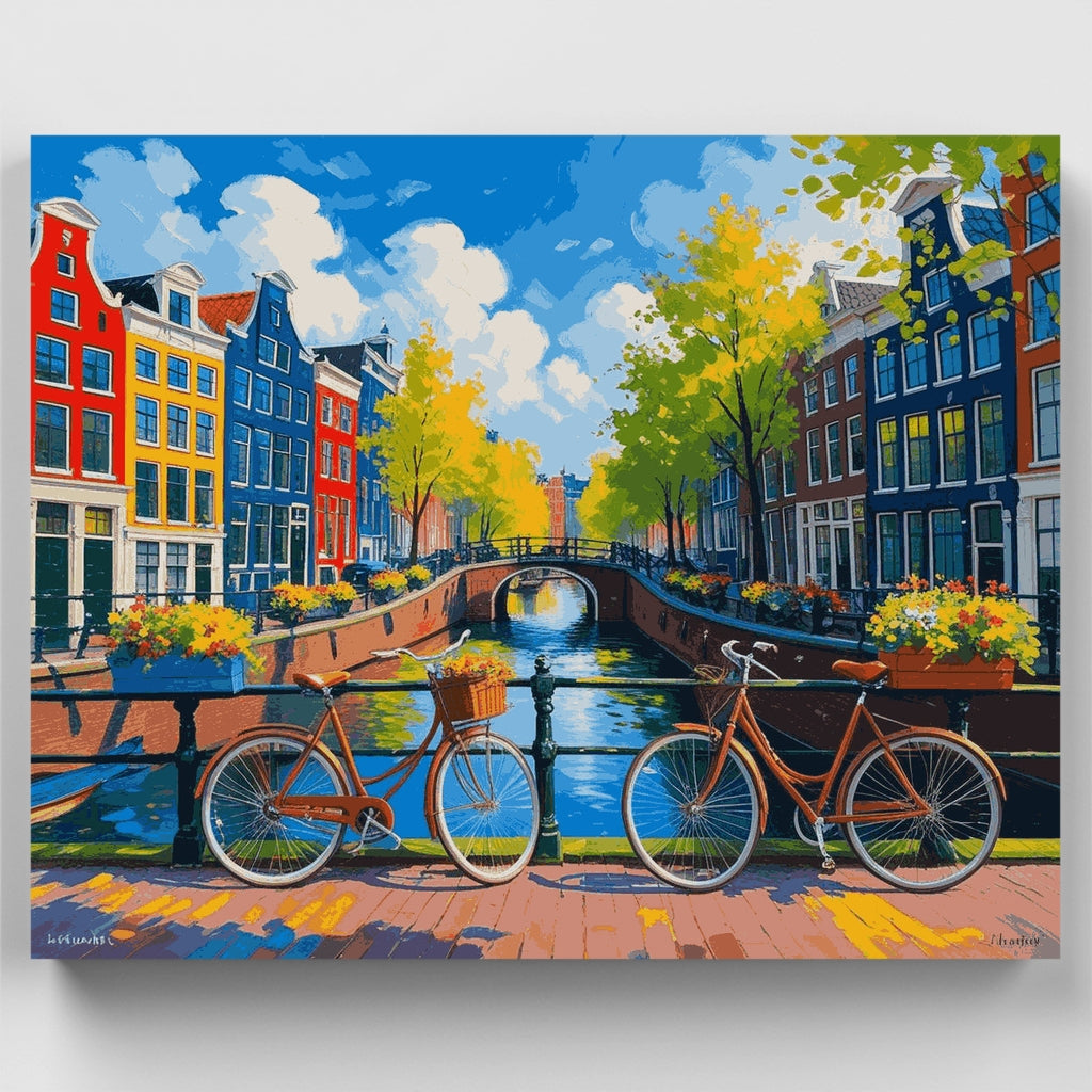 Escena de los canales de Ámsterdam - Kit de pintura por números — Estándar