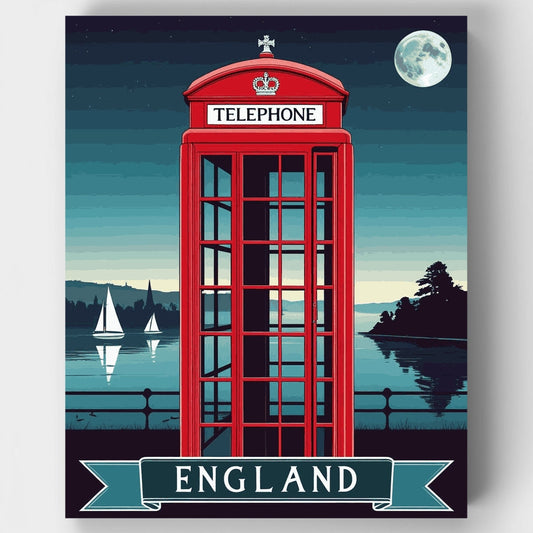 England Red Phone Booth - Paint by Numbers Kit