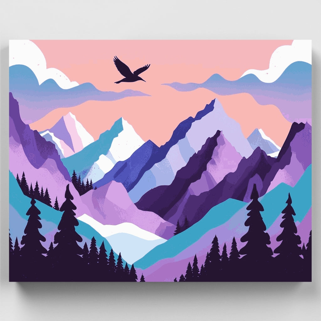 Paisaje de montaña con águila - Kit de pintura por números — Estándar