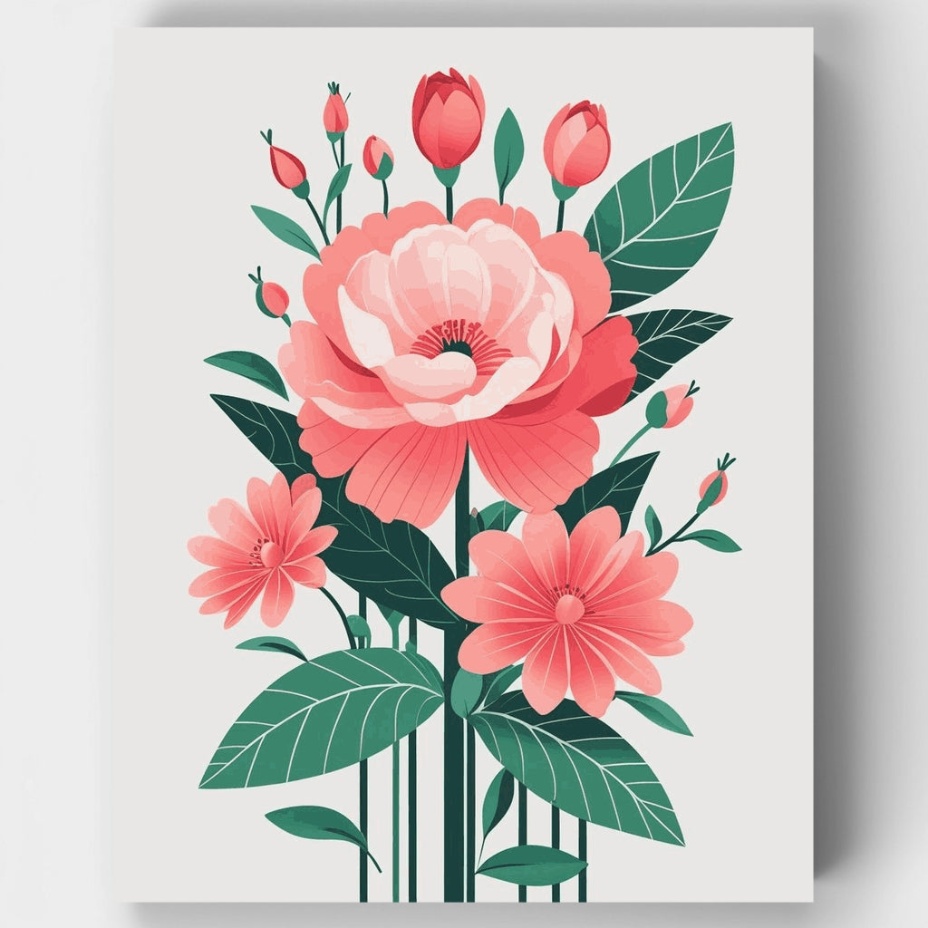 Pink Floral Bouquet - Paint by Numbers Kit