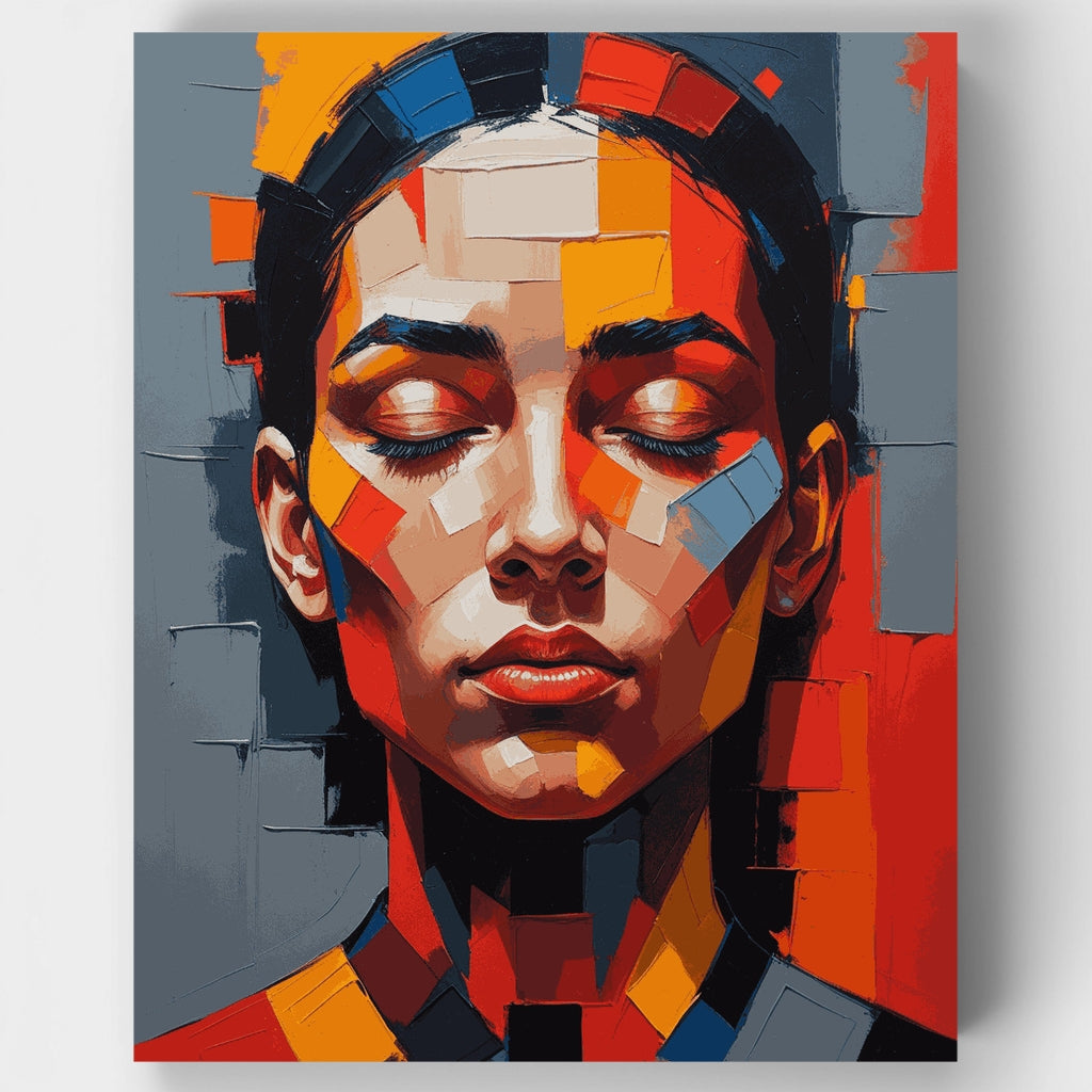 Retrato cubista en tonos cálidos - Kit de pintura por números — Estándar