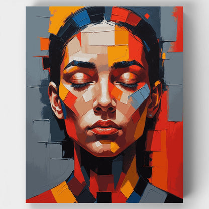 Cubist Portrait in Warm Tones - Paint by Numbers Kit