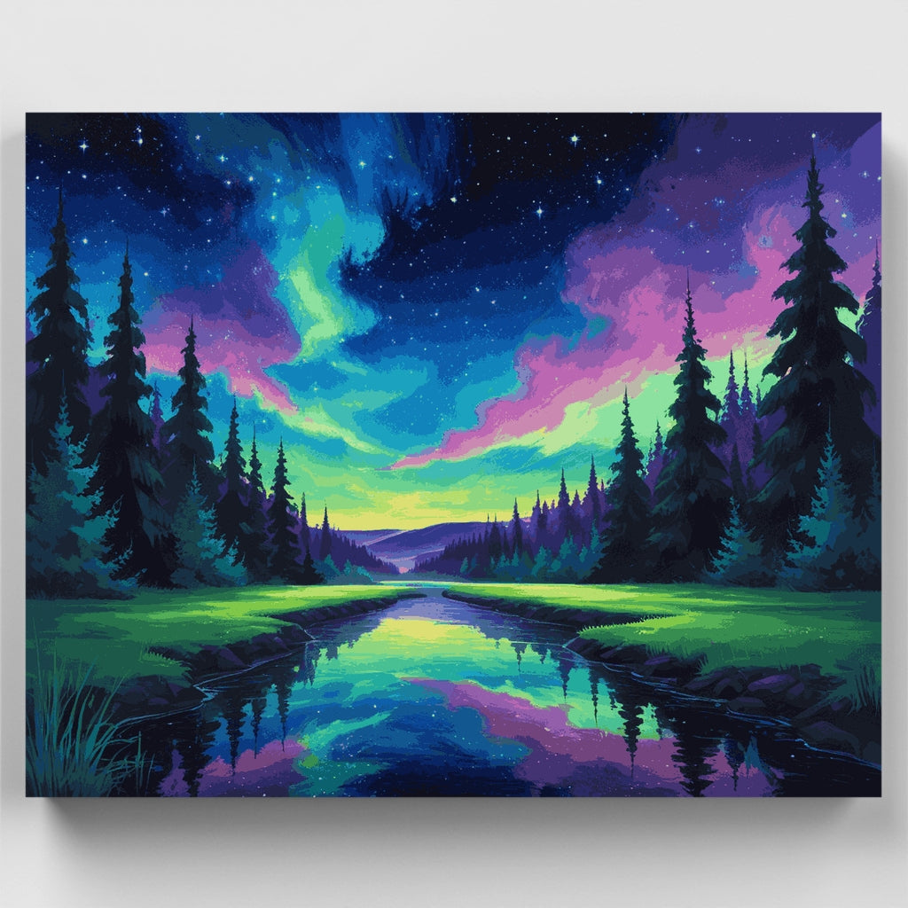 Bosque de luces del norte - Kit de pintura por números — Estándar