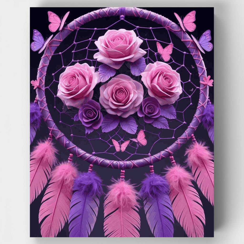 Atrapasueños de rosa encantada: Kit de pintura por números — Estándar