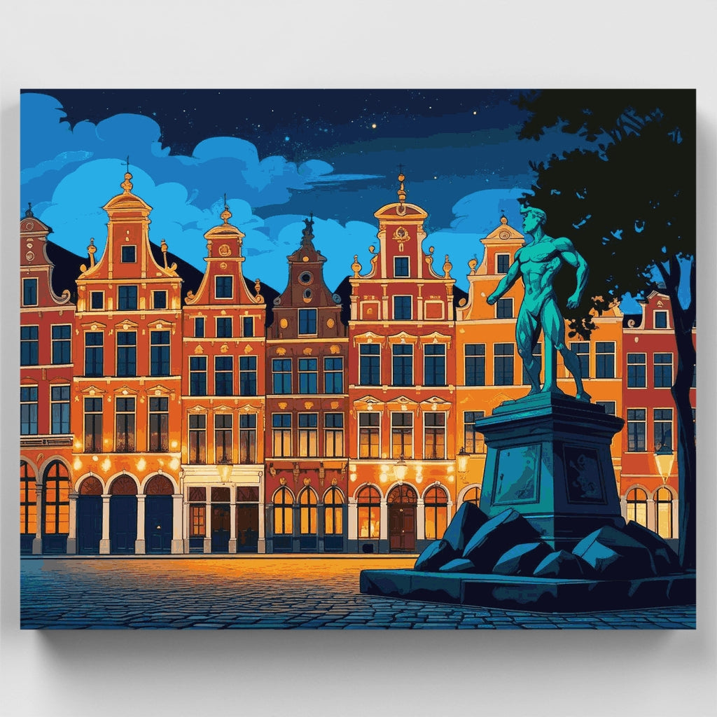 Gran Place de Bruselas de noche - Kit de pintura por números — Estándar