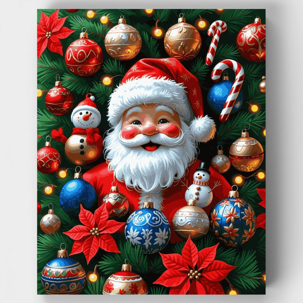 Kit de pintura por números: Santa Claus con adornos navideños — Estándar
