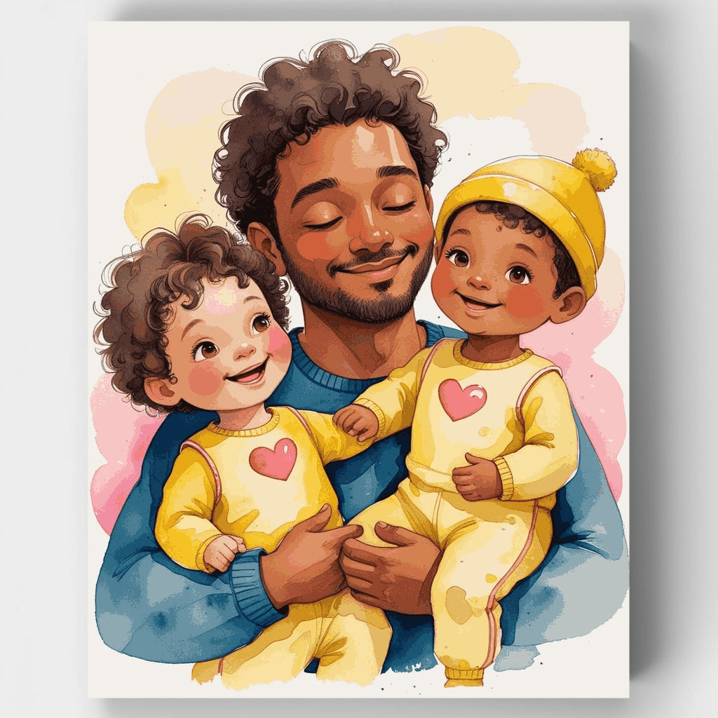 Father and Children Bonding Moment - Paint by Numbers Kit