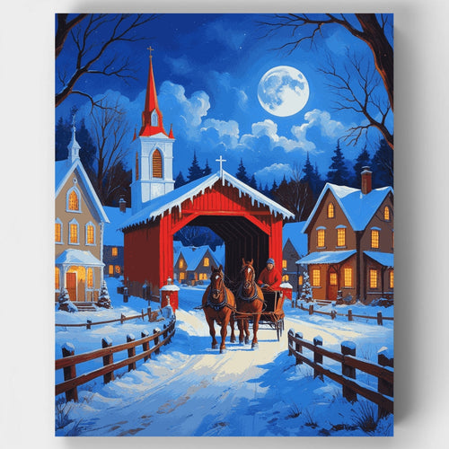 Winter Village Sleigh Ride - Paint by Numbers Kit