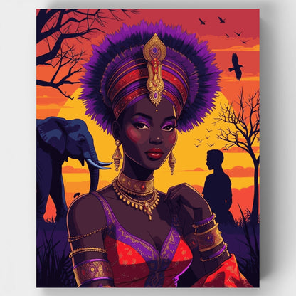 African Goddess at Sunset - Paint by Numbers Kit