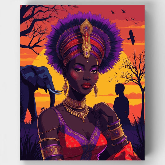 African Goddess at Sunset - Paint by Numbers Kit