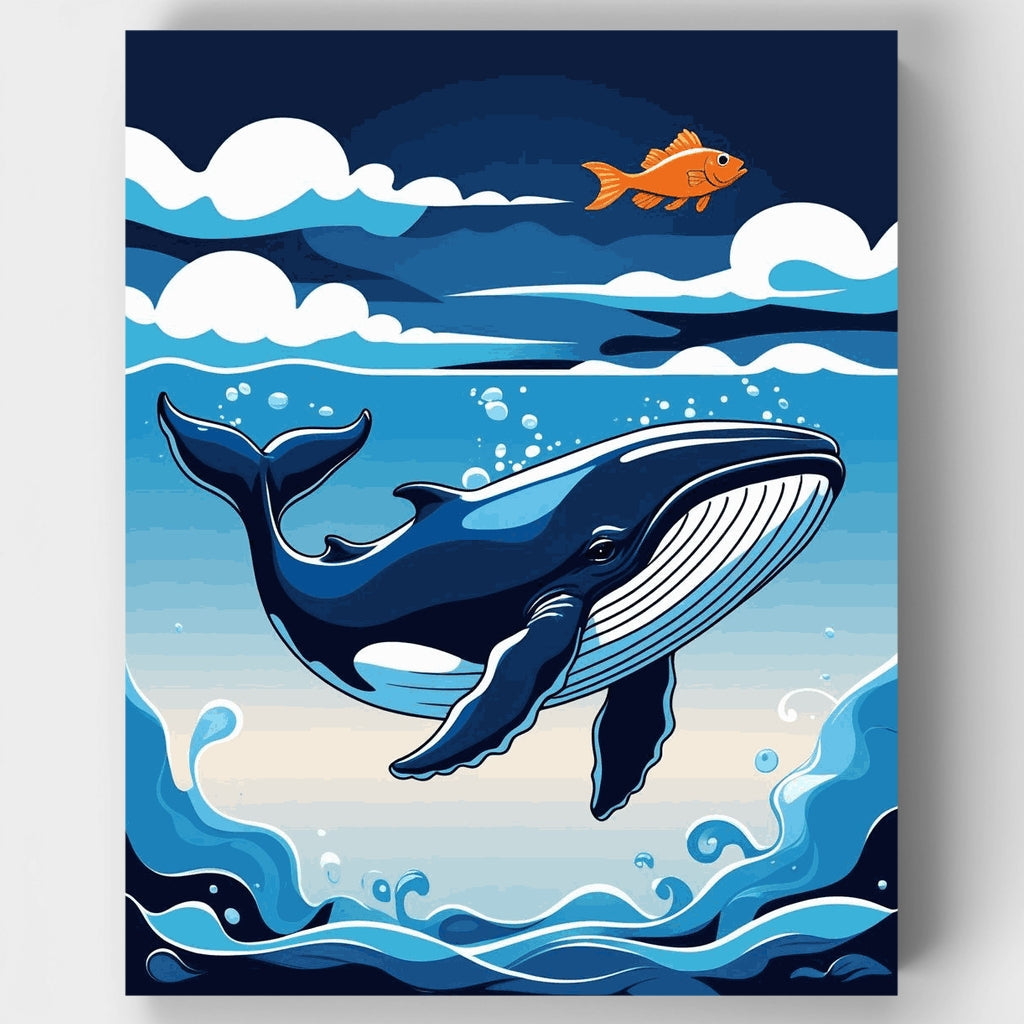 Kit de pintura por números - Aventura oceánica de la ballena majestuosa — Estándar