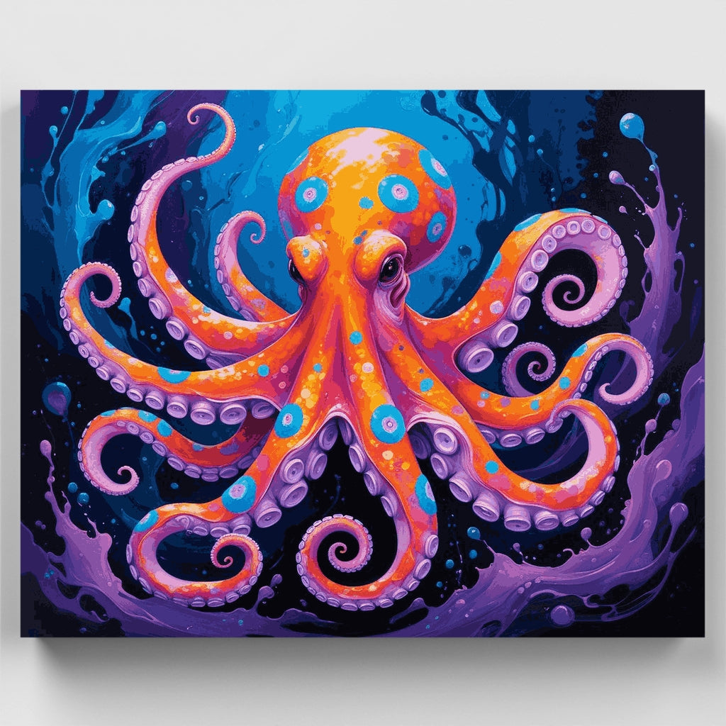 Colorful Octopus in Cosmic Waters - Paint by Numbers Kit