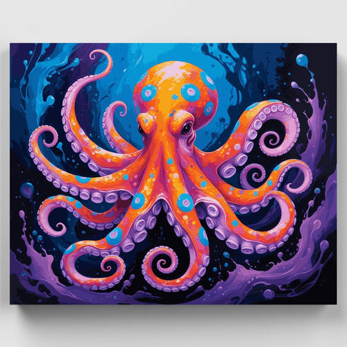 Colorful Octopus in Cosmic Waters - Paint by Numbers Kit