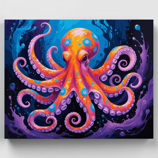 Colorful Octopus in Cosmic Waters - Paint by Numbers Kit