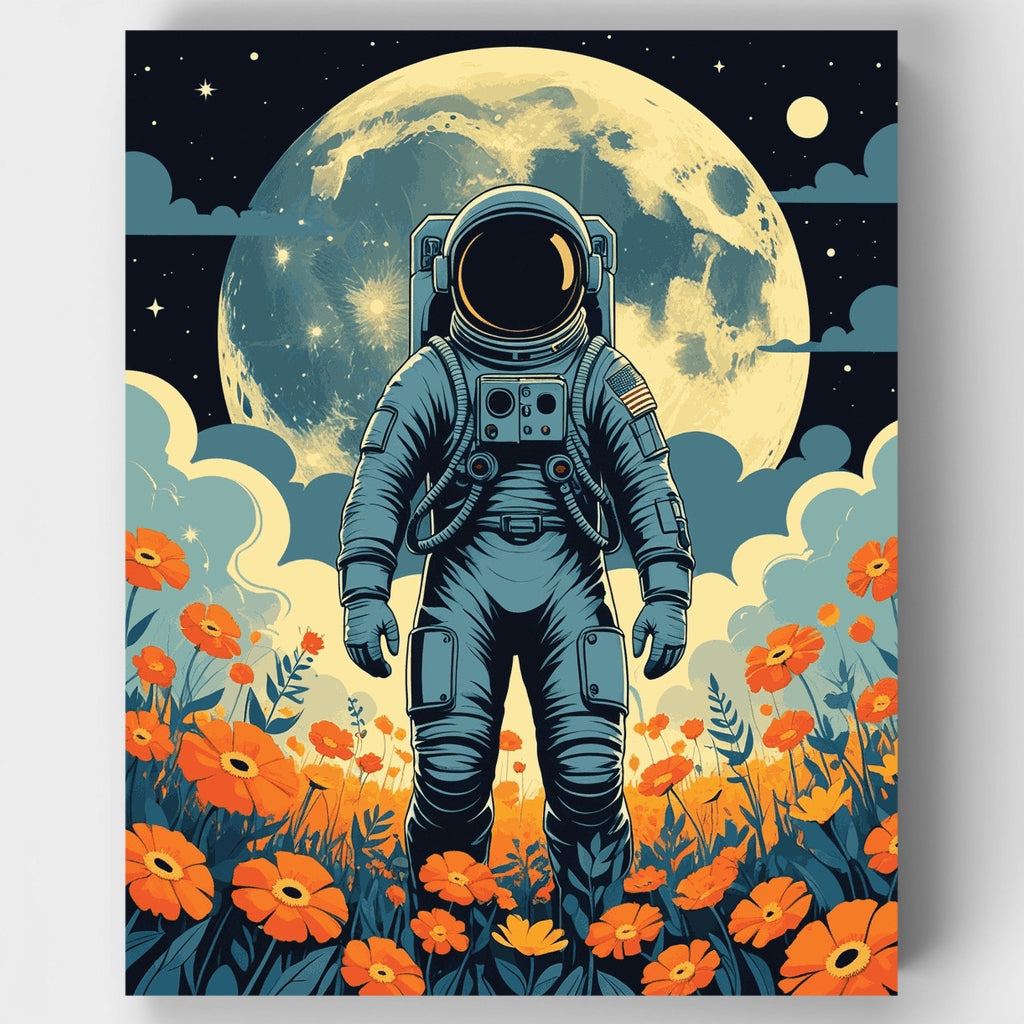 Astronauta en un campo de amapolas - Kit de pintura por números — Estándar