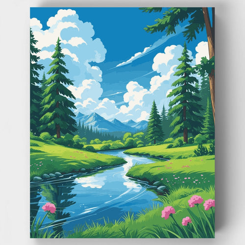 Mountain Stream Valley - Paint by Numbers Kit