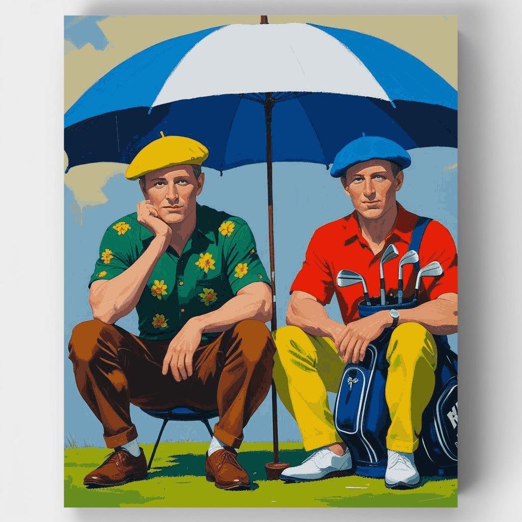 Golfistas bajo paraguas - Kit de pintura por números — Estándar