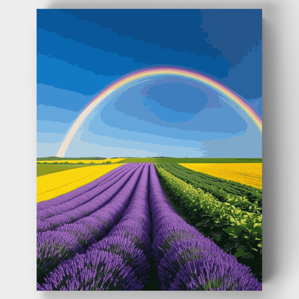 Rainbow Over Lavender Fields - Paint by Numbers Kit