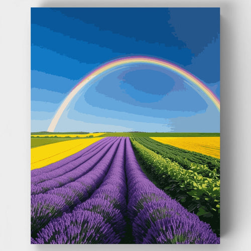 Rainbow Over Lavender Fields - Paint by Numbers Kit