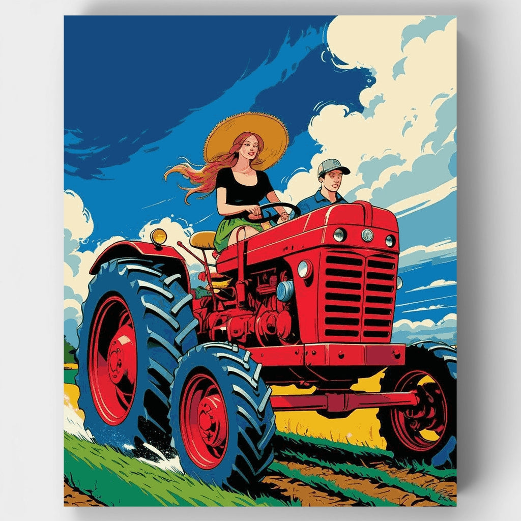 Kit de pintura por números - Tractor de granja en verano — Estándar