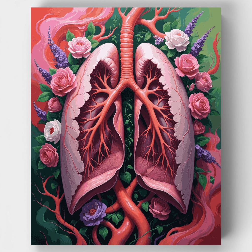 Kit de pintura por números - Anatomía de pulmones florales — Estándar