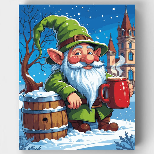 Christmas Elf with Beer Mug - Paint by Numbers Kit