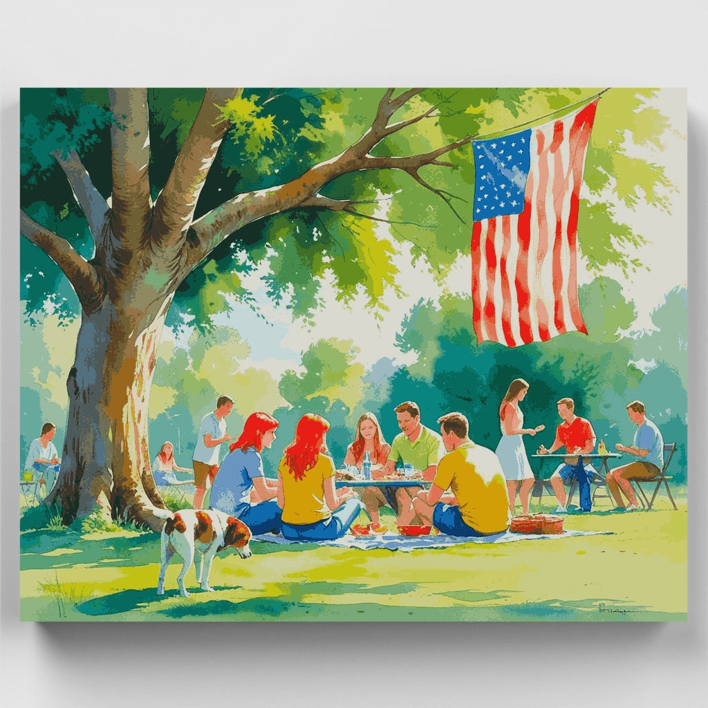 Celebración de picnic estadounidense - Kit de pintura por números — Estándar