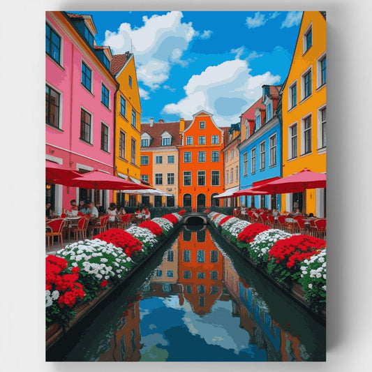Colorful European Canal Town - Paint by Numbers Kit