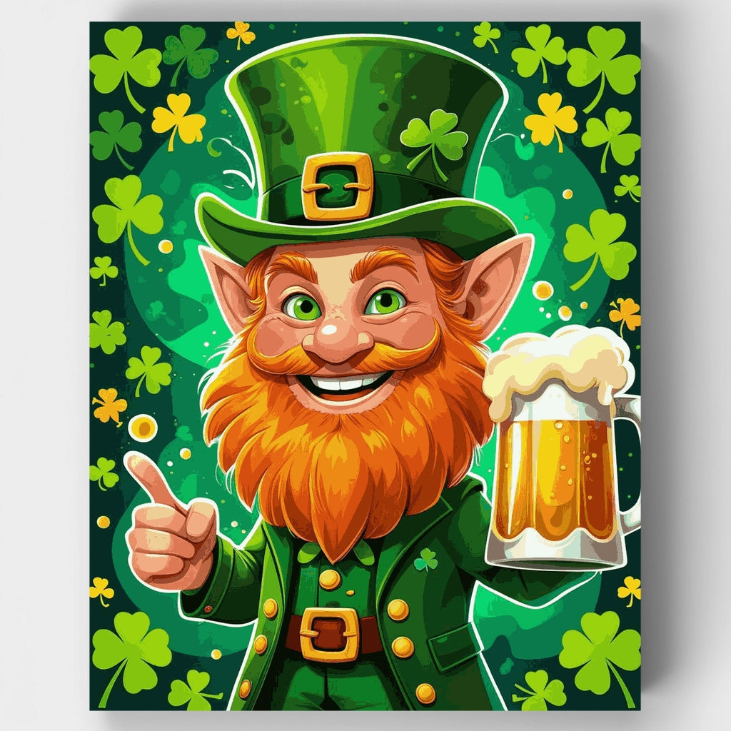 "Leprechaun with Beer and Shamrocks" Paint by Numbers Kit #2