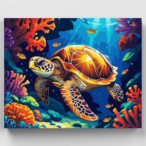 Sea Turtle Coral Reef Adventure - Paint by Numbers Kit