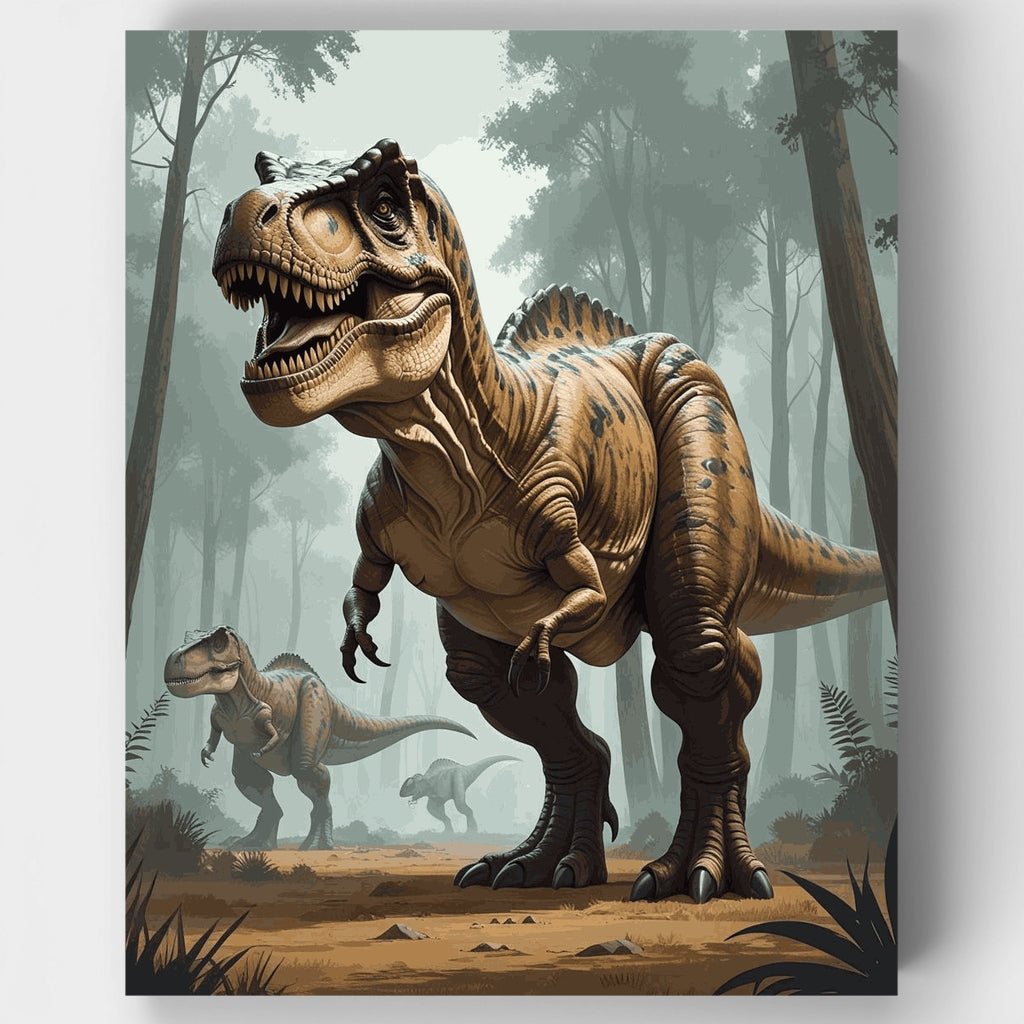 Tyrannosaurus Rex Forest Scene - Paint by Numbers Kit