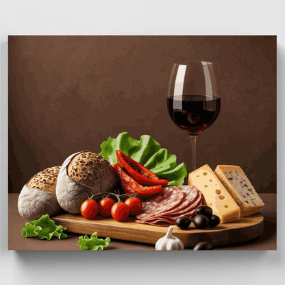 Wine and Cheese Platter - Paint by Numbers Kit