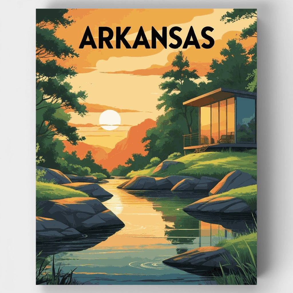 Retiro en las montañas de Arkansas - Kit de pintura por números — Estándar