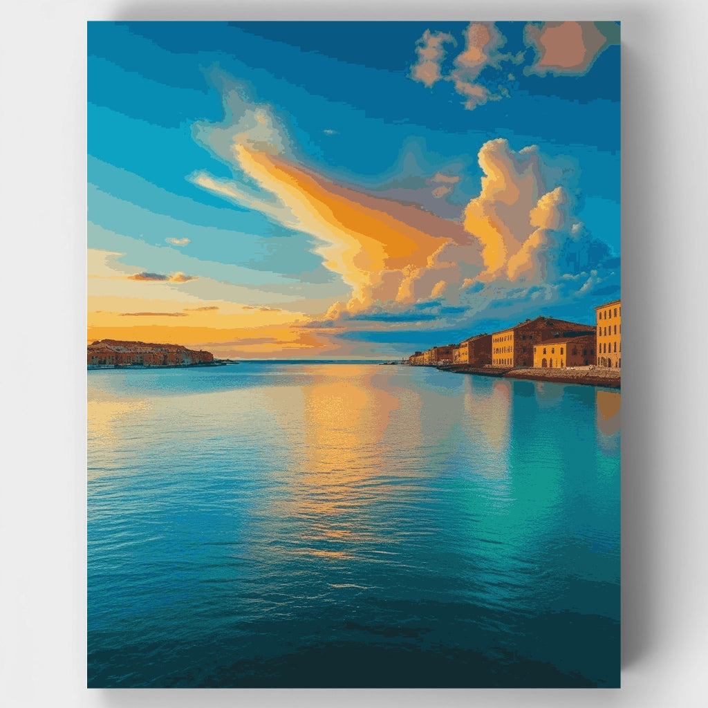 Mediterranean Coastal Sunset - Paint by Numbers Kit