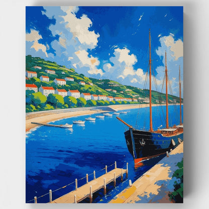 Coastal Harbor Sailing Village - Paint by Numbers Kit