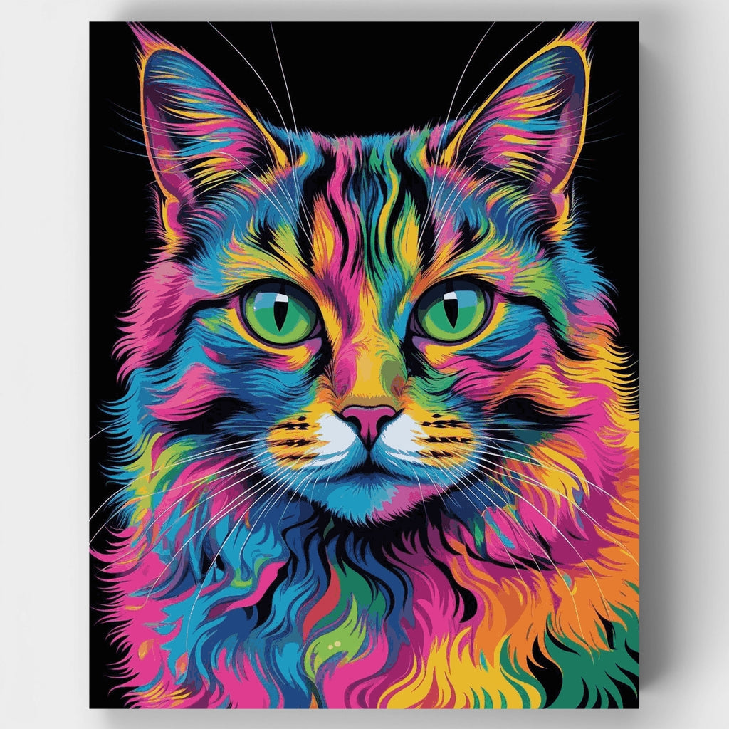 Kit de pintura por números - Gato arcoíris psicodélico — Estándar