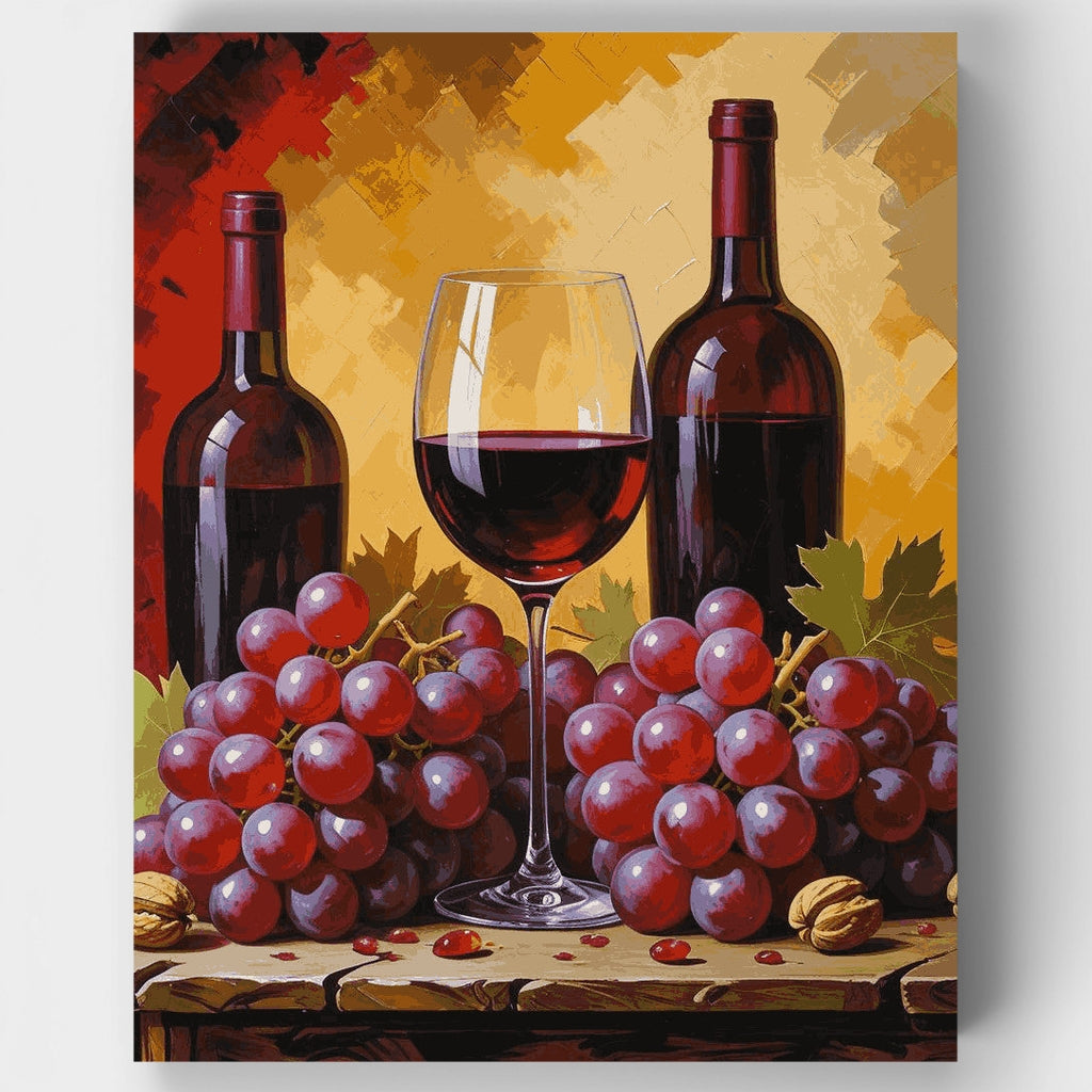 Bodegón de vino tinto y uvas - Kit de pintura por números — Estándar