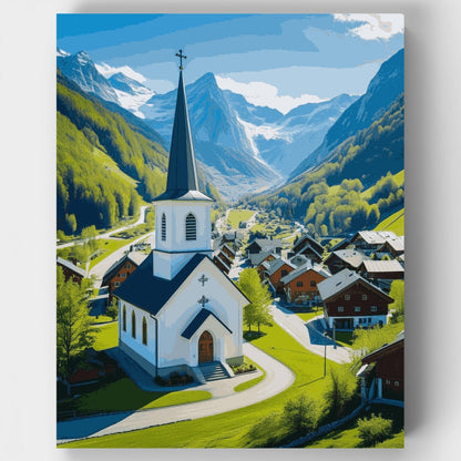 Alpine Village Church - Paint by Numbers Kit