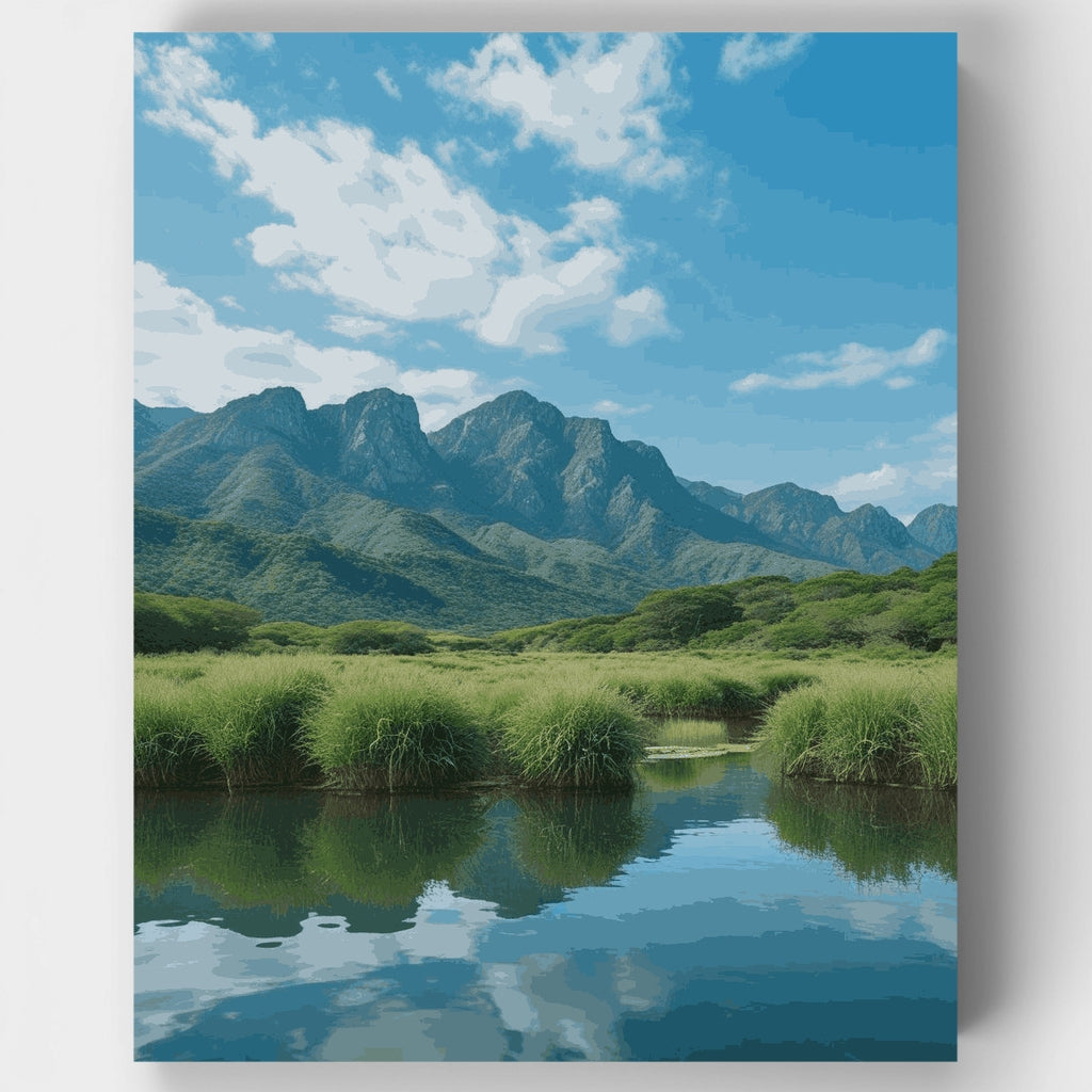 Reflejo en humedal de montaña - Kit de pintura por números — Estándar