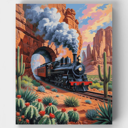 Desert Steam Train Adventure - Paint by Numbers Kit