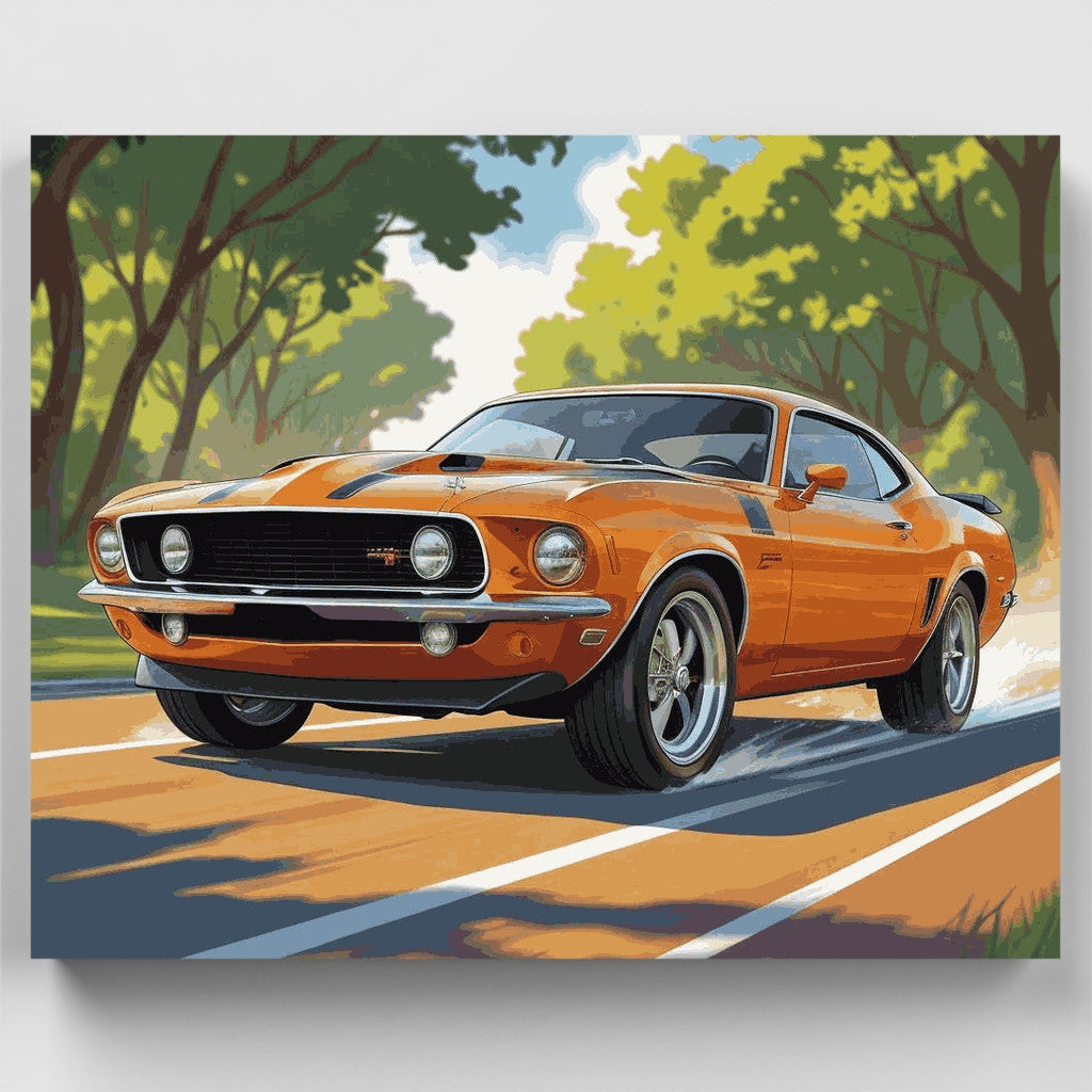 Kit de pintura por números - Paseo por el bosque en coche clásico — Estándar