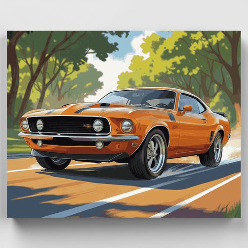 Classic Car Forest Drive - Paint by Numbers Kit