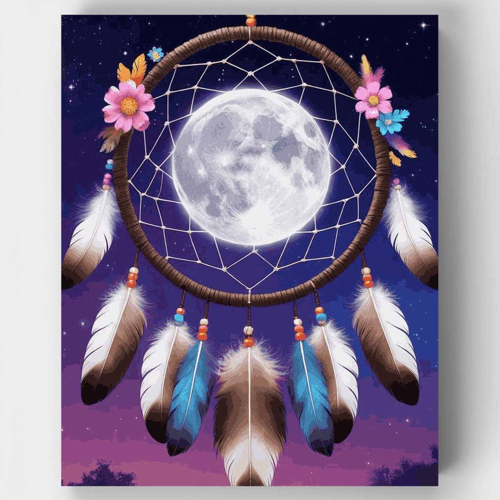 Kit de pintura por números: Atrapasueños lunar místico — Estándar