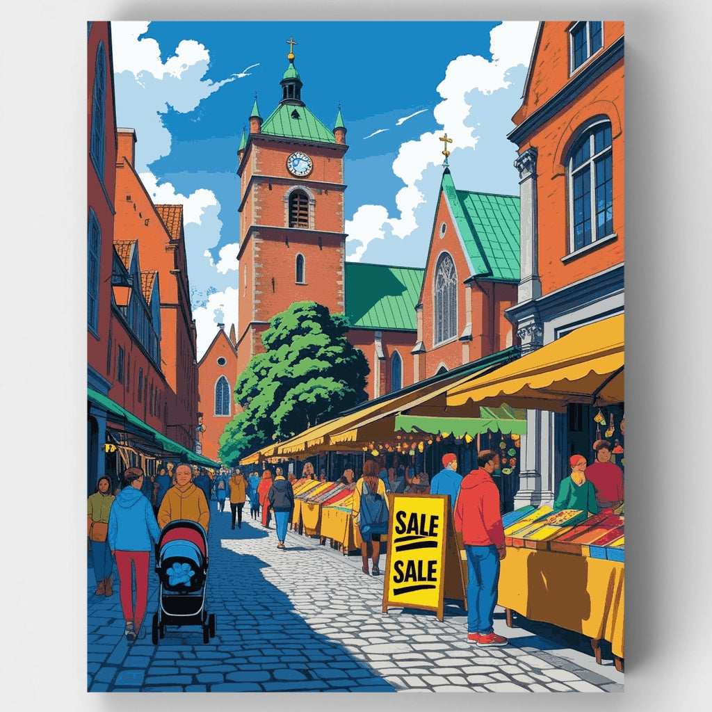 Plaza del Mercado Nórdico - Kit de pintura por números — Estándar